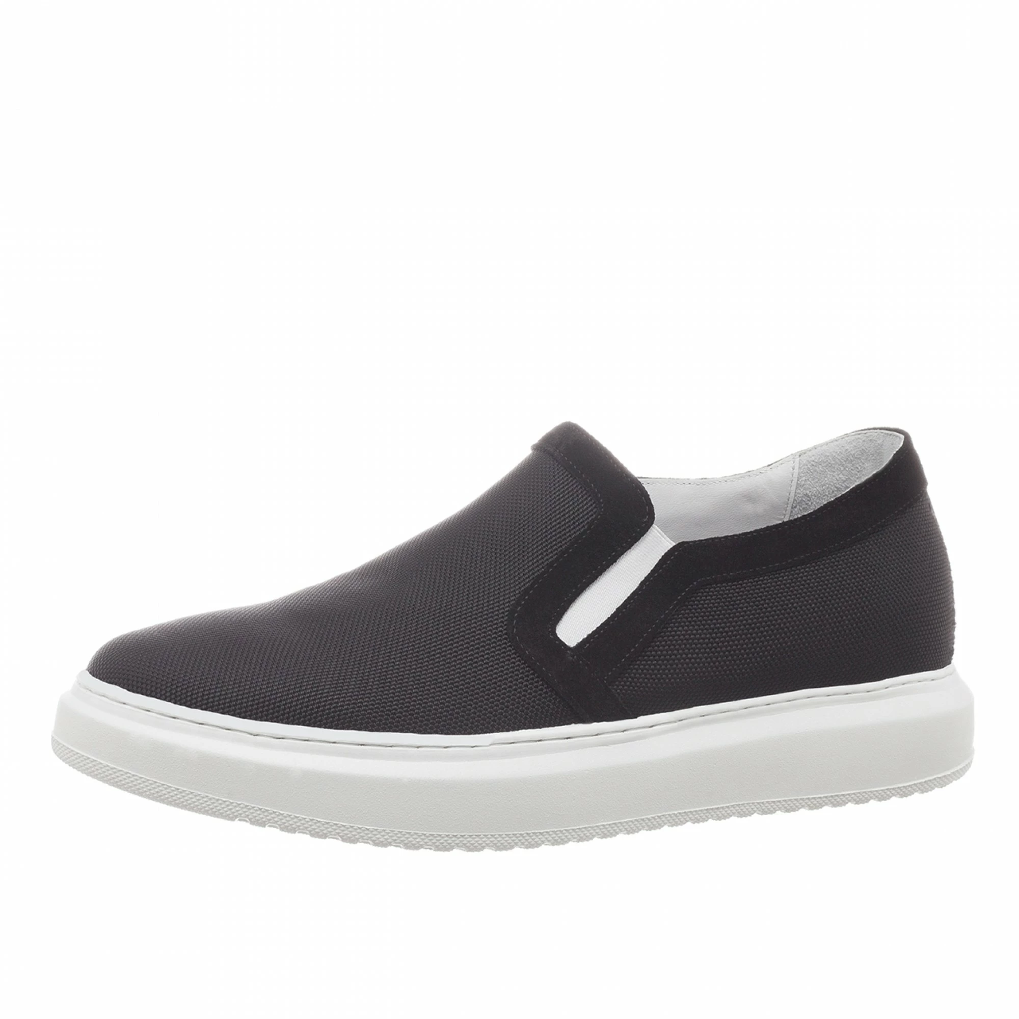 Maho Beach - Elevator Slip-Ons In Leather/fabric Mix Up To 2.4 Inches 4 Maho Beach - Elevator Slip-Ons In Leather/fabric Mix Up To 2.4 Inches - Image 2