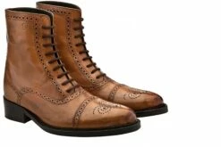 Cognac - Elevator Boots In Full Grain Leather From 2.4 To 4 Inches