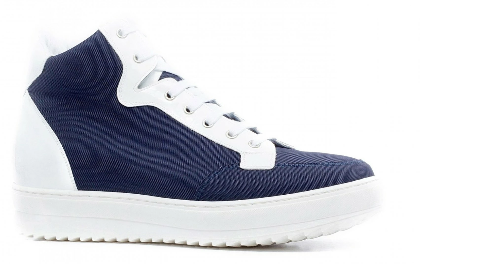 Mykonos - Elevator Sneakers In Leather/fabric Mix From 2.4 To 4 Inches 4 Mykonos - Elevator Sneakers In Leather/fabric Mix From 2.4 To 4 Inches - Image 2