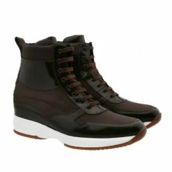 Uruguay - Elevator Sneakers In Leather/fabric Mix From 2.4 To 4 Inches -Guidomaggi Shop uruguay sneakers